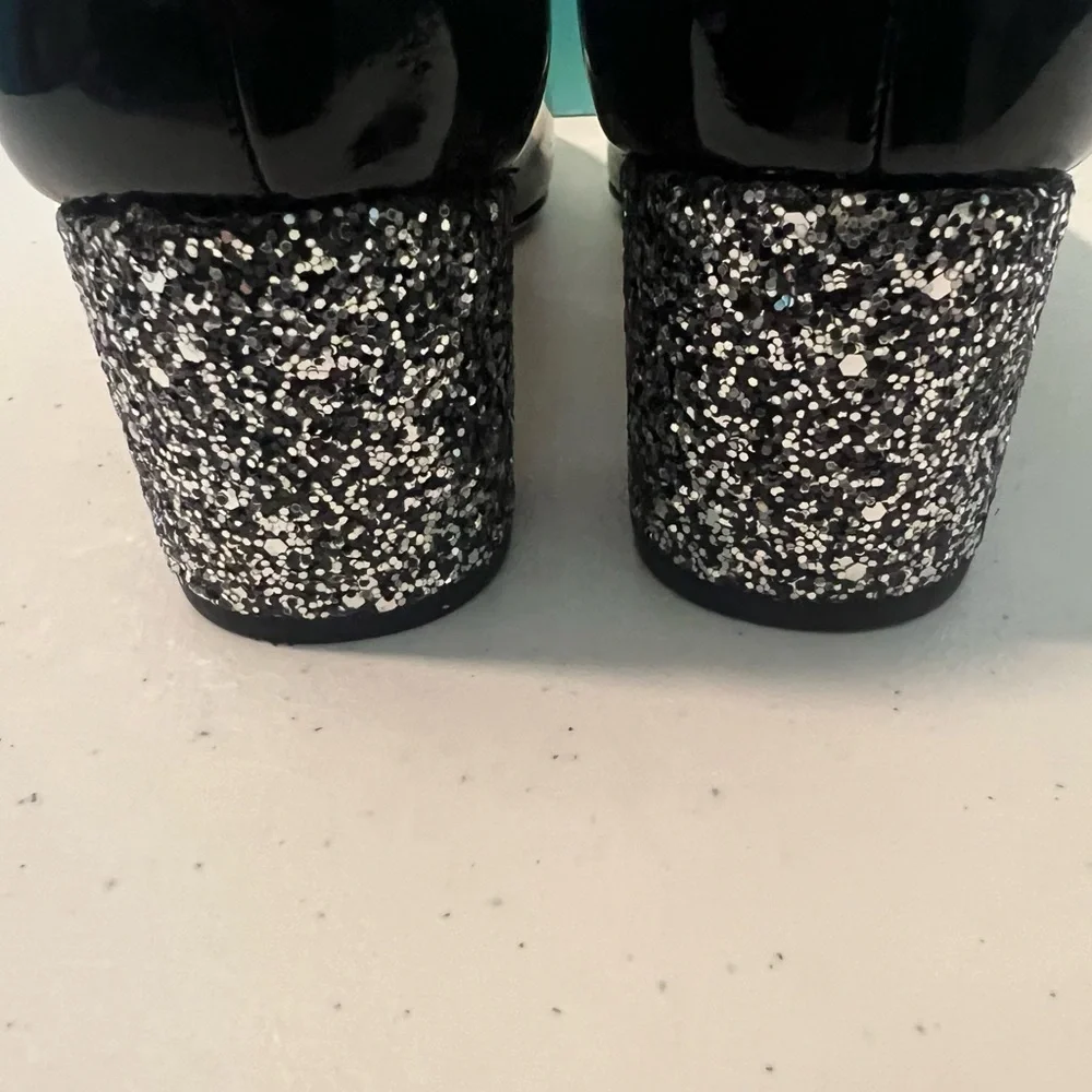 Kate Spade Glossy Black Heels with Glitter Size 7.5